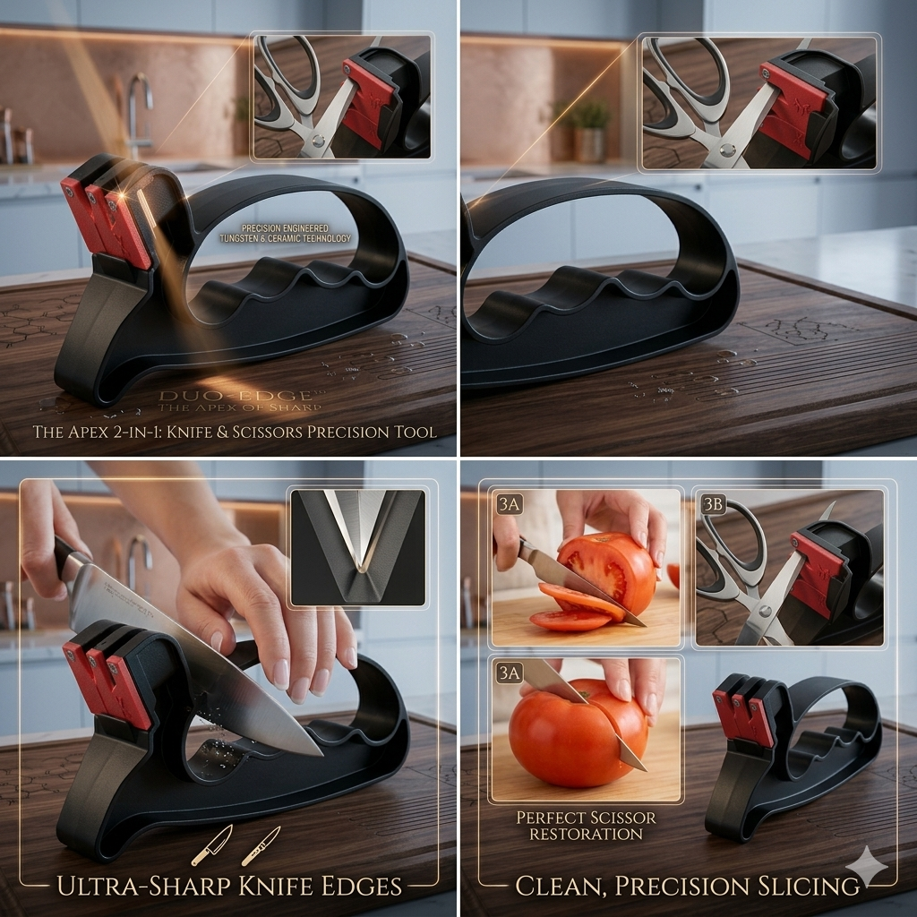 2-in-1 Knife & Scissors Sharpener – Handheld Kitchen Tool