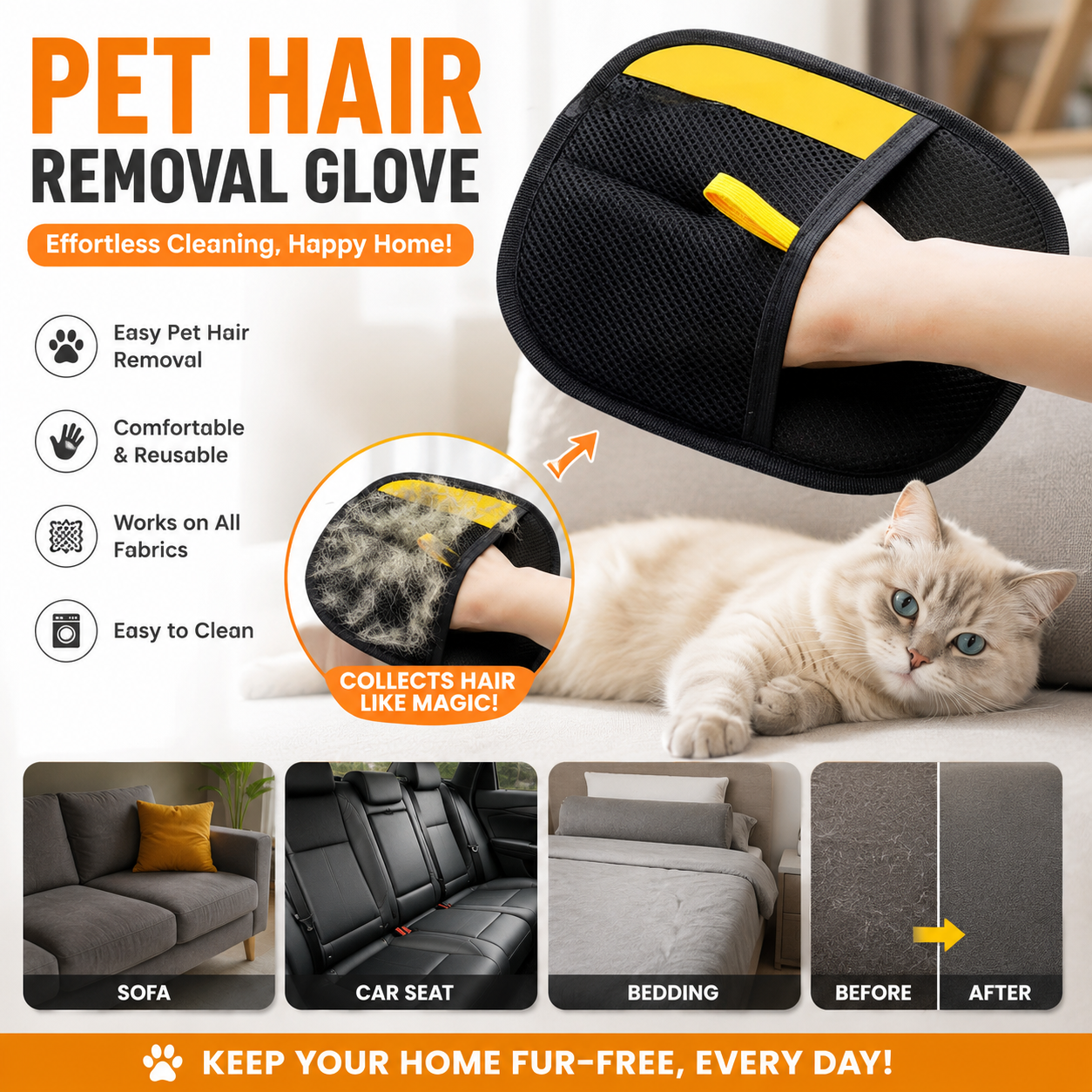 FurSweep™ Reusable Pet Hair Remover