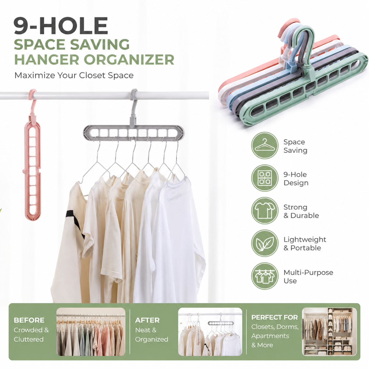 9-Hole Space Saving Hanger Organizer