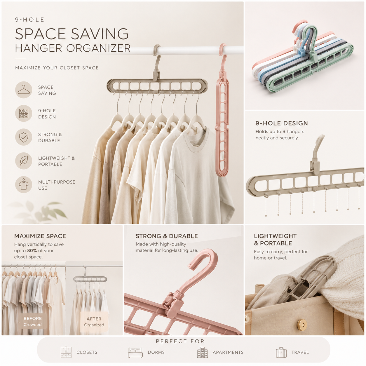 9-Hole Space Saving Hanger Organizer